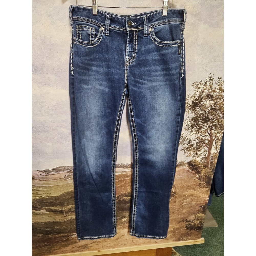 Silver Suki Slim Boot Women's Size W31 X L33 Mid-Rise Jeans Stretch Dark Wash